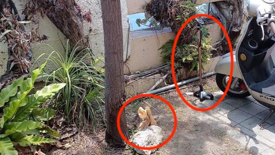 警方在路旁發現死者遺物。（圖／記者陳聖璋翻攝）
